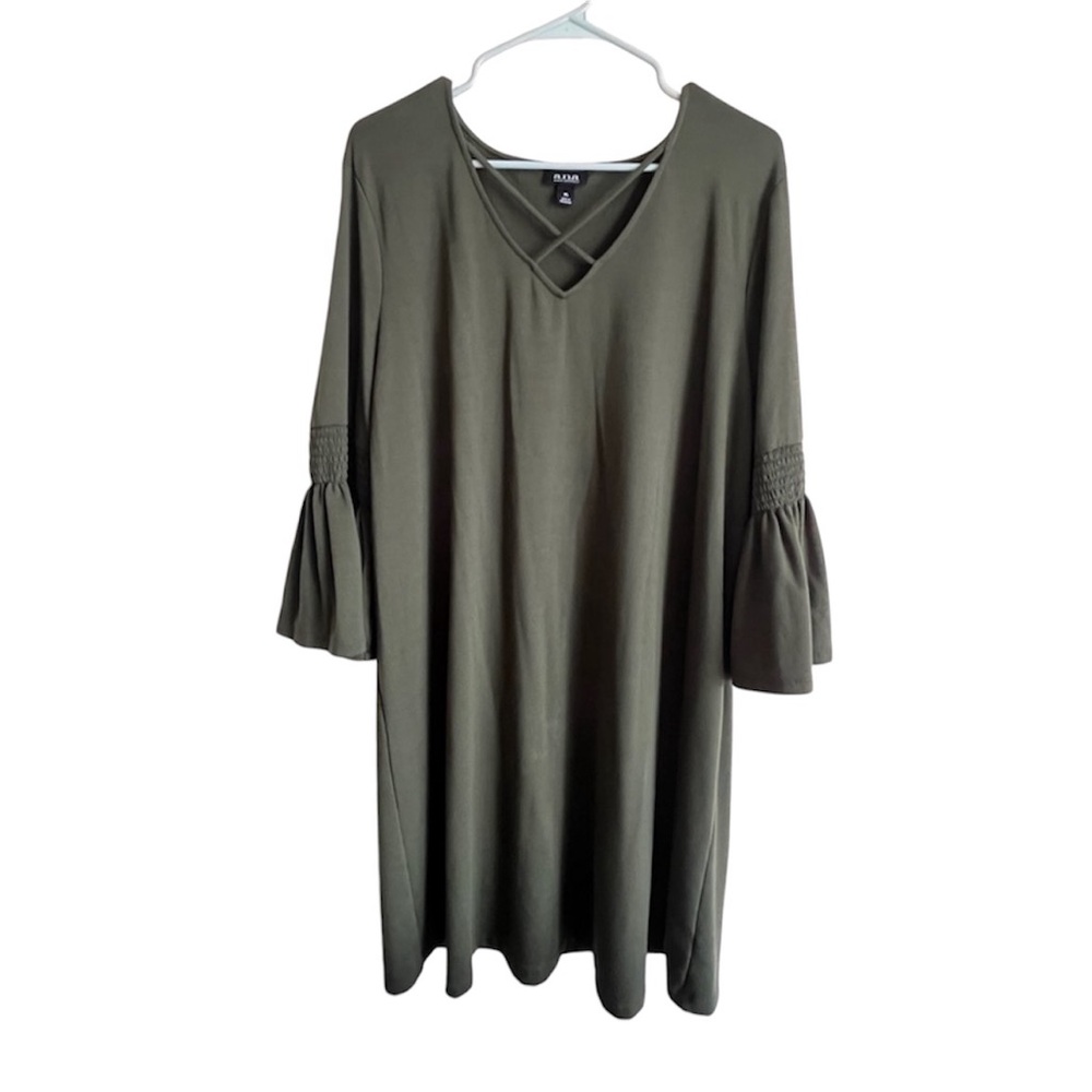 a.n.a Olive Green Shift Dress with Bell Sleeves